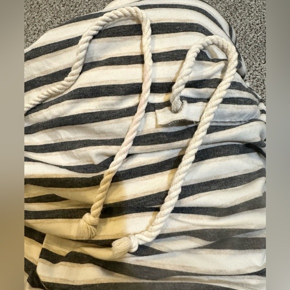 GAP Size L Cotton Knit Ivory Gray Striped Nautical Dress Rope Bow Belt R $69 - Picture 11 of 11